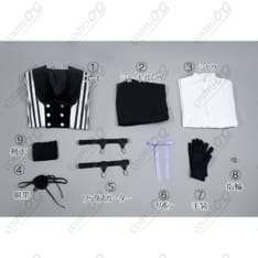 黒執事 シエル コスプレ衣装 黒白ストライプ 高品質フルセット - 4枚目の画像（サムネイル）