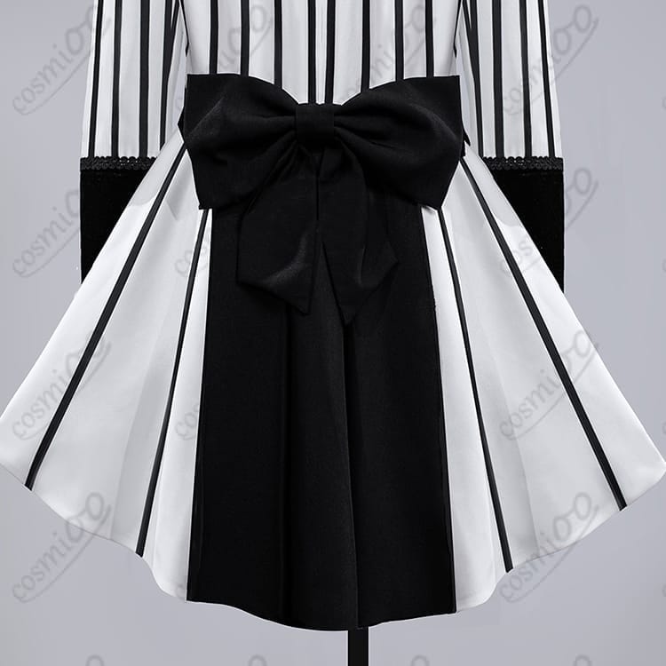 黒執事 シエル コスプレ衣装 黒白ストライプ 高品質フルセット - 3枚目の画像