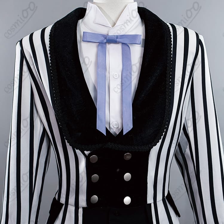 黒執事 シエル コスプレ衣装 黒白ストライプ 高品質フルセット - 2枚目の画像