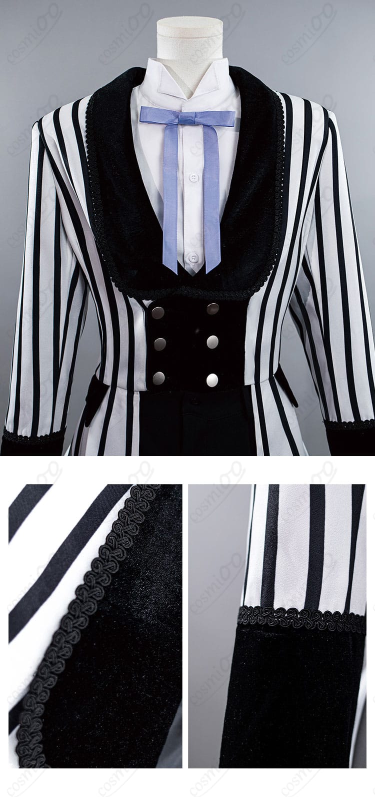 黒執事 シエル コスプレ衣装 衣襟装飾ディテール写真｜高再現・丁寧な仕上げ