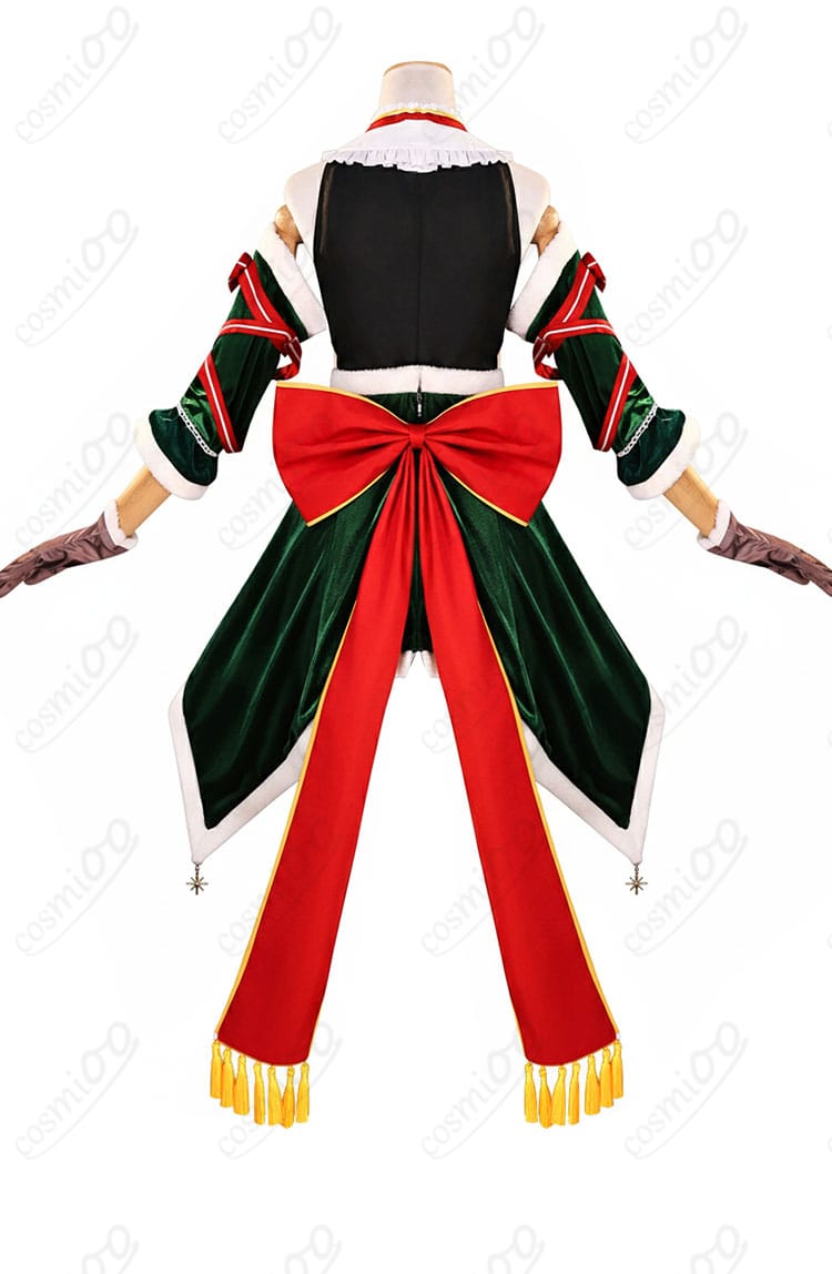 リゼロ ラム コスプレ衣装 クリスマスデザイン 背面全体図|赤×白の華やかスタイル