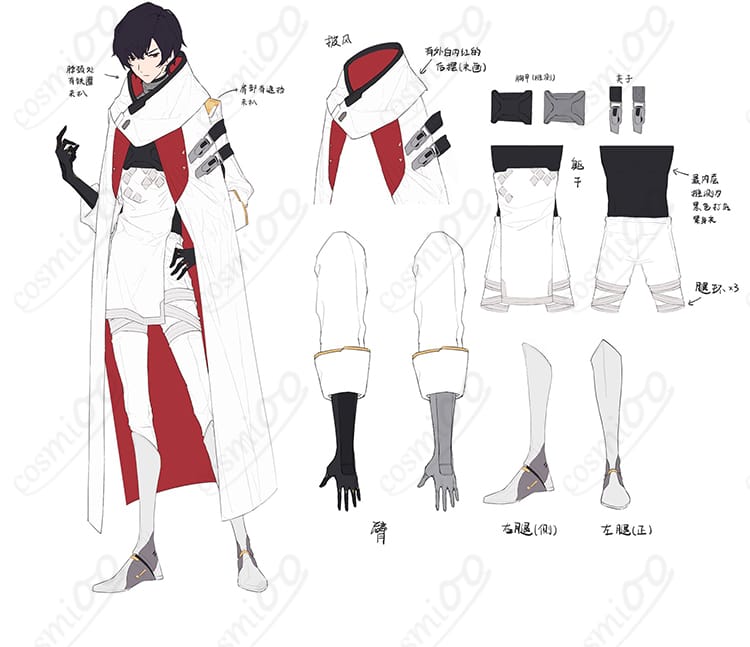 アシモフ コスプレ衣装 全身ディテール|細部まで再現した通常衣装の質感がわかる商品画像。購入前にしっかり確認!