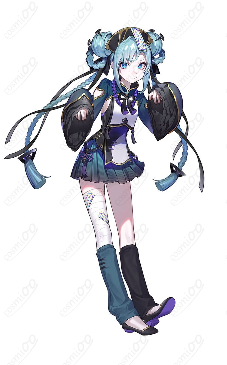 商品服装角色人物整体細部図|初音ミク キョンシーVer. コスプレ衣装・全体デザイン確認におすすめ