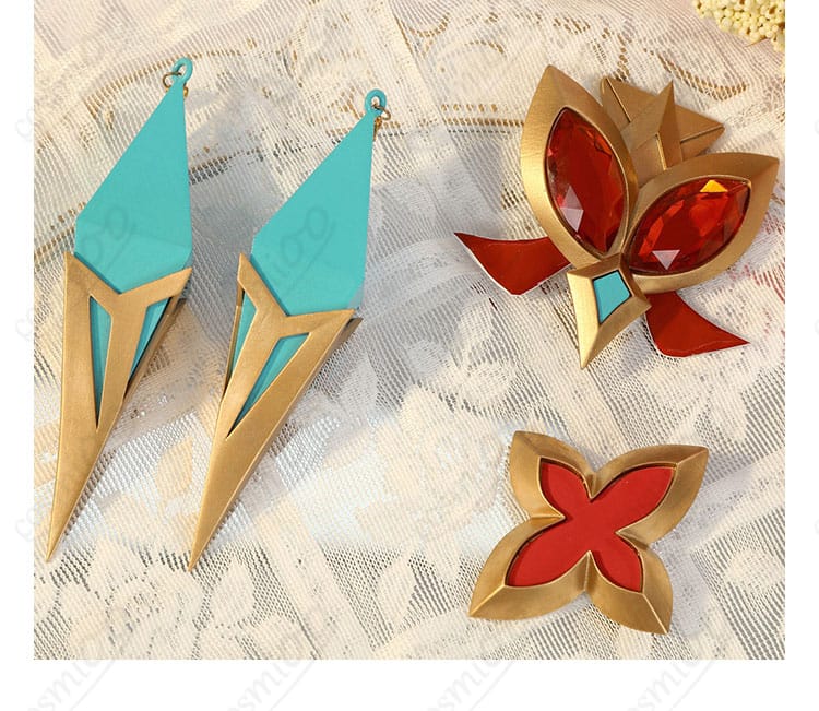 コスプレ衣装のアクセサリーセットディテール、すべての小物が完璧に揃ったセット