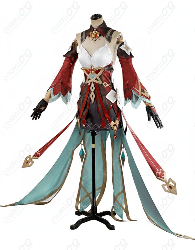 コスプレ衣装の側面図、アクセサリーと装飾が見える詳細