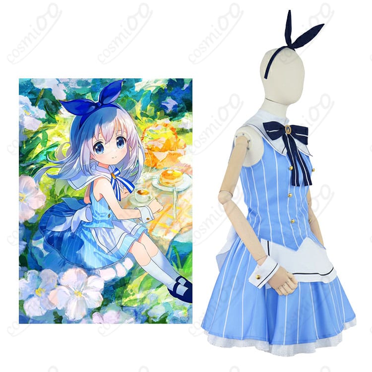 商品人物図像と香風智乃(チノ)コスプレ衣装の全体イメージ|ごちうさ・高品質コスプレ