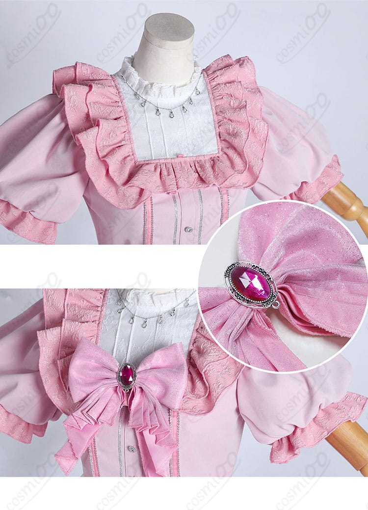 鹿目まどか アイドル衣装 コスプレ|襟元と胸元リボン装飾の細部アップ