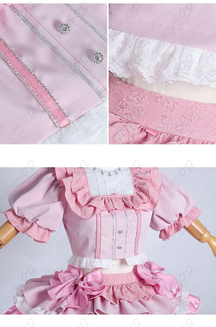 鹿目まどか アイドル衣装 コスプレ|衣襟と前ボタン装飾ディテール画像