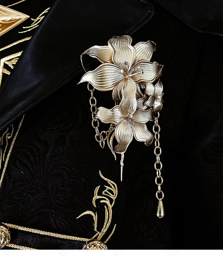 恋と深空 セイヤ 暗夜に沈む星 コスプレ衣装 胸饰细节 高級感ある装飾パーツ