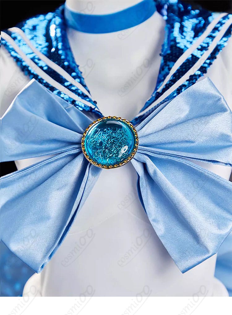 セーラーマーキュリー 水野亜美 コスプレ 蝶結びリボン装飾 正面 胸元デザイン 高再現