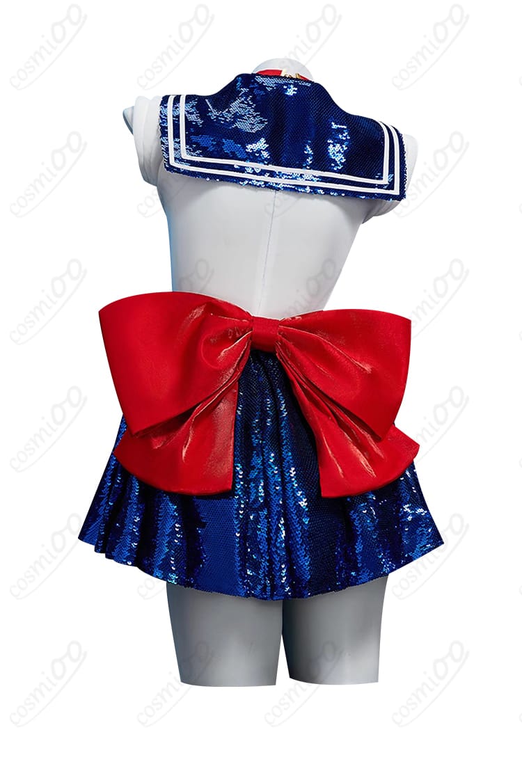 セーラームーン 戦闘用セーラー服 コスプレ衣装 背面デザイン 赤いリボン付き