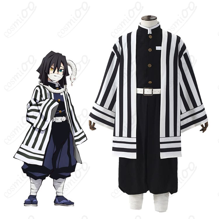 鬼滅の刃 伊黒小芭内 蛇柱 コスプレ衣装 隊服を着用した人物イメージ 全体シルエットをチェック