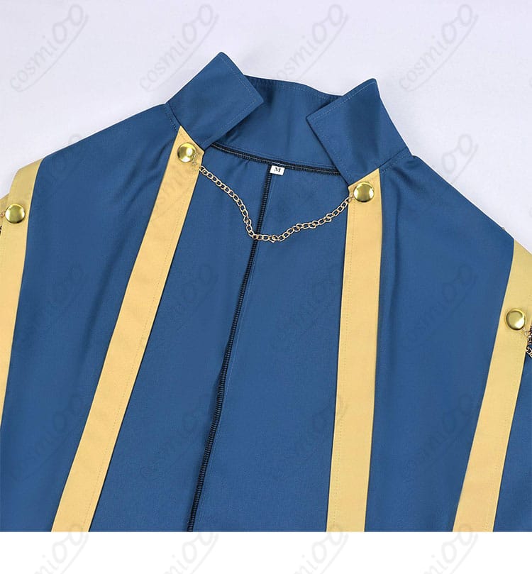 マント襟元のクローズアップ。襟の形状と縫製の仕上がりが分かるディテール。