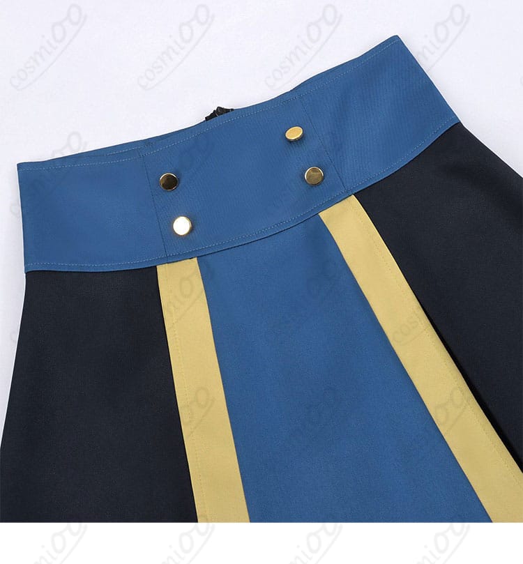 スカートのウエスト部分アップ。ウエストの作りと縫製の丁寧さを示す。