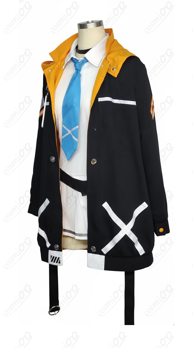 ブルーアーカイブ 音瀬コタマ 衣装の左側面。袖のラインとスカートの広がり、コートのサイドラインを強調。