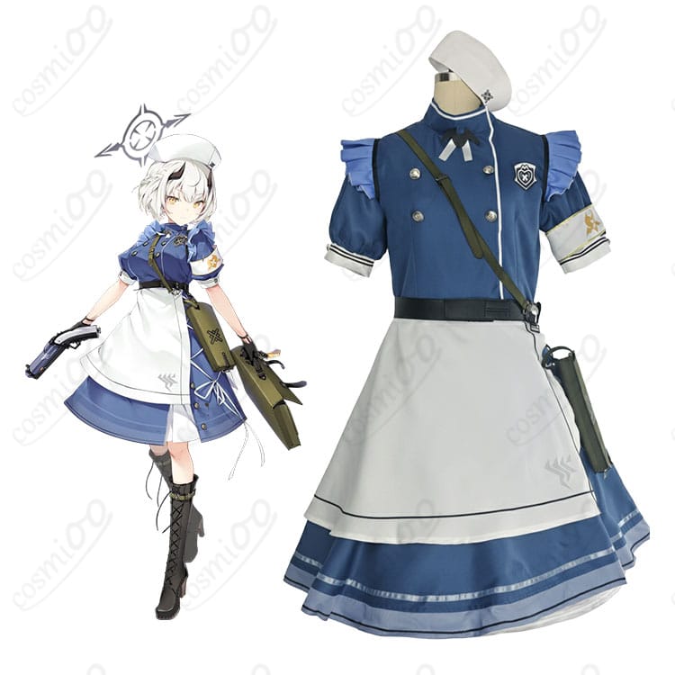 ブルーアーカイブ 氷室セナの学園系コスプレ衣装を着用した全身イメージ。帽子とホルスターを含む再現コーデ。