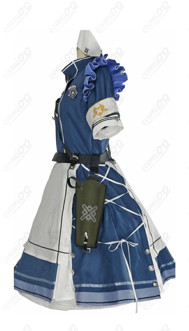 氷室セナ コスプレ衣装 左側ディテール。ベルトコンポーネントとホルスターの装飾アップ。