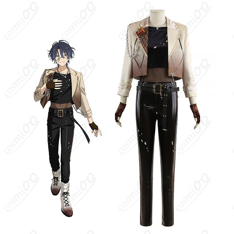 COSMIOO あんさんぶるスターズ!! MELLOWDEARUS ステージ衣装のモデル着用全身イメージ。コートとベスト、小物のコーディネートが分かる写真。