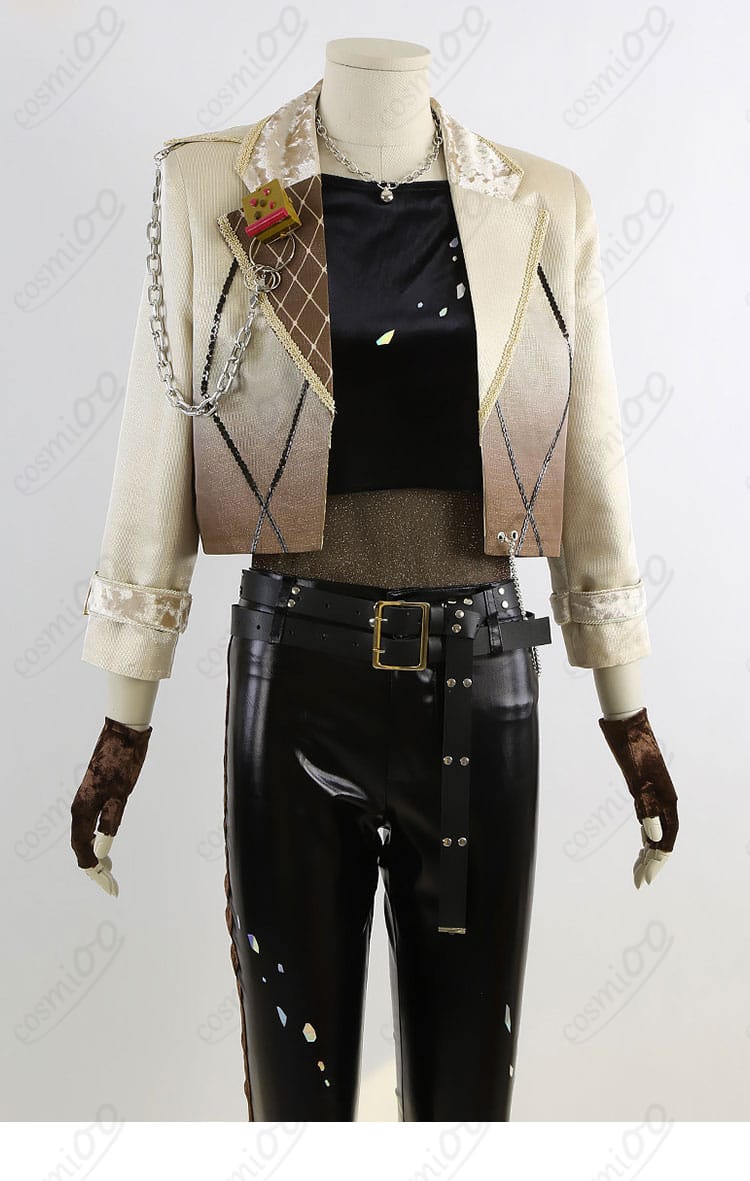 COSMIOO あんさんぶるスターズ!! MELLOWDEARUS 衣装の襟元ディテール。襟周りの装飾とステッチワークの質感が分かる接写。