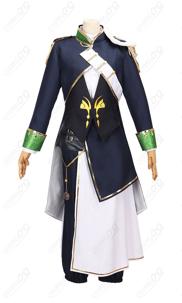 にじさんじ オリバー・エバンス 共通衣装の正面ディテール。コート、ベスト、シャツ、腰布のバランスが分かる商品画像。