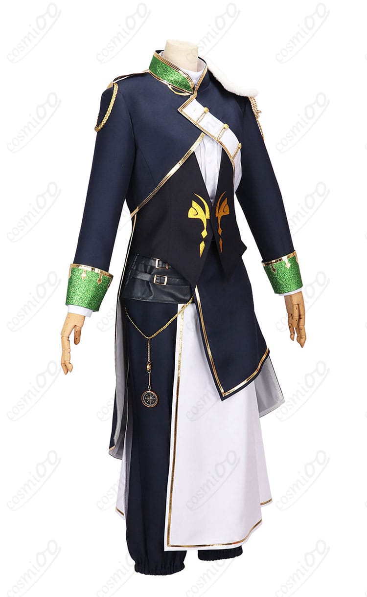 にじさんじ オリバー・エバンス 共通衣装の右側面。コートのラインと腰飾りの位置関係が確認できるコスプレ衣装写真。