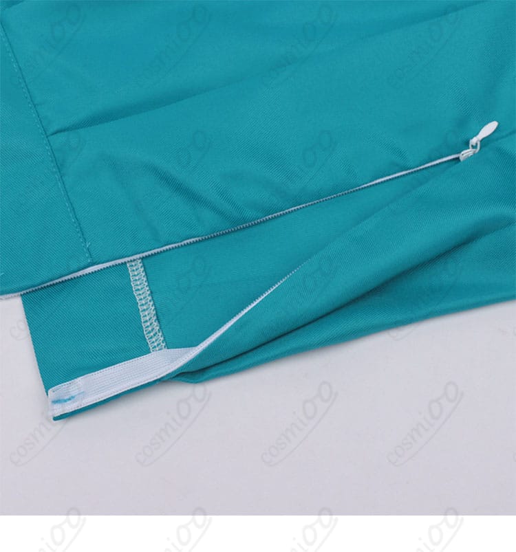 超かぐや姫！ 酒寄彩葉 制服コスプレのスカートファスナー詳細。着脱のしやすさを示すクローズアップ。