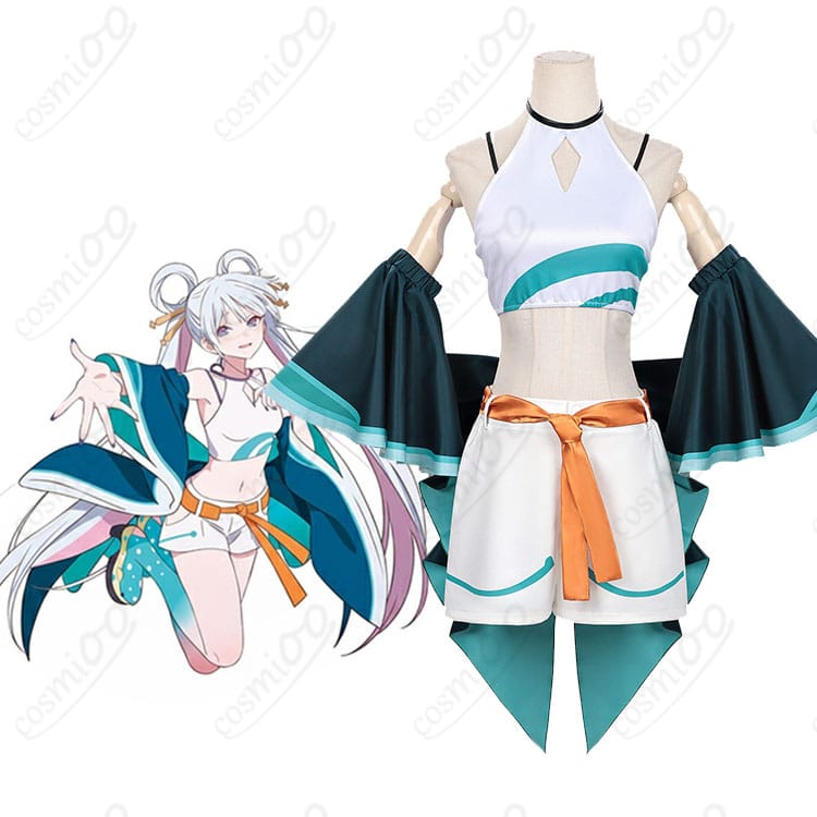 モデル着用イメージ：和風ショート×帯リボンのコスプレ衣装を全身で紹介