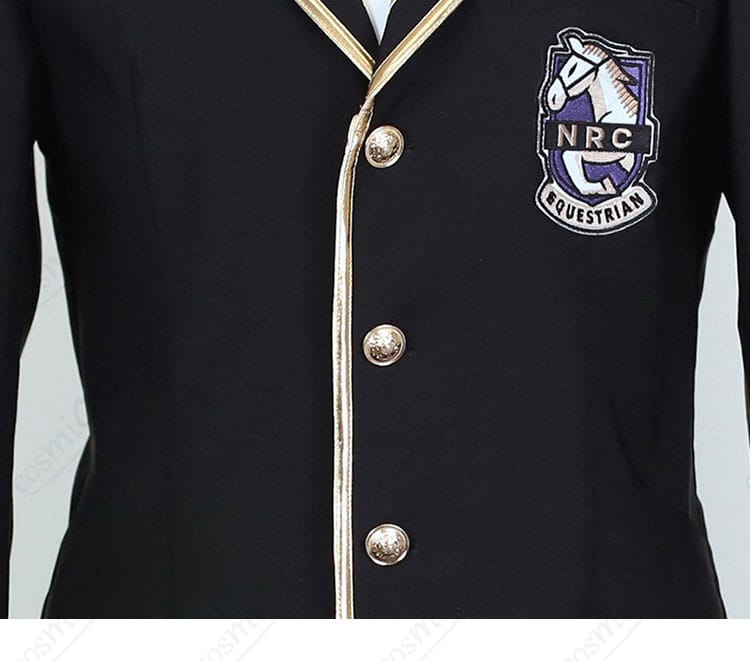 前合わせ(前立て)部分の装飾ライン・ディテール(シルバー 馬術部)