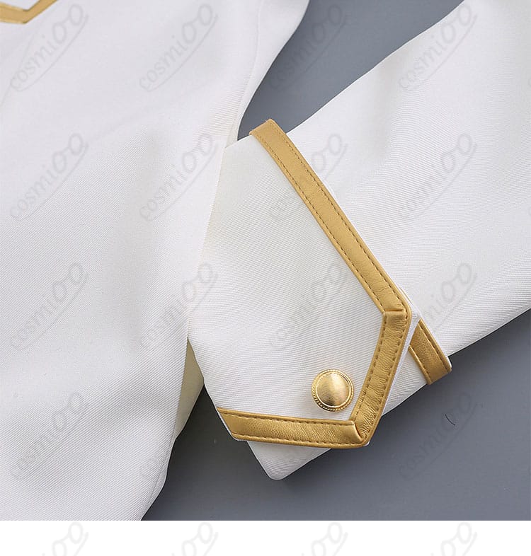 袖口の装飾ディテール。すっきりしたカフ部の縫製と配色を強調