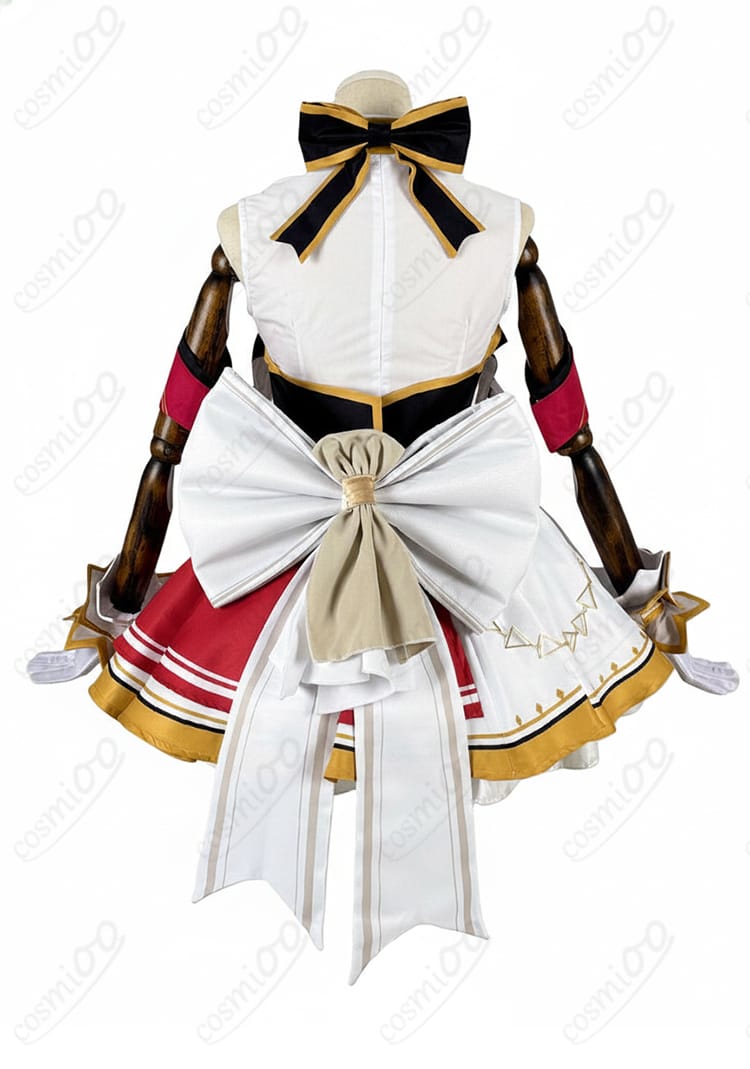 百鬼あやめ アイドル衣装の背面全体。背部の大きな蝶結びとラインの見え方を確認できる画像。