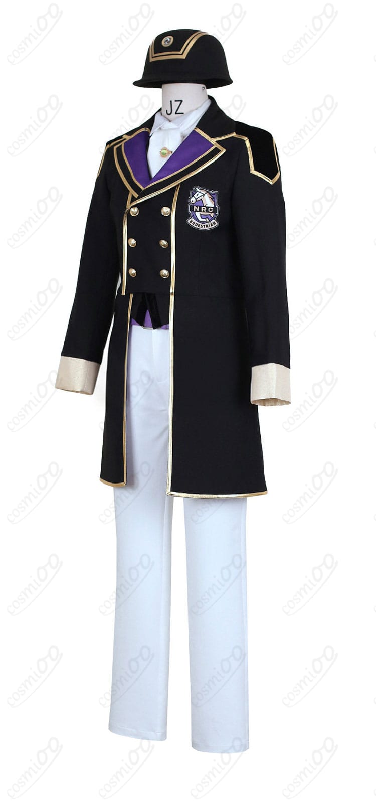 クラブ・ウェアの側面シルエット。肩線とコートのラインが強調される。