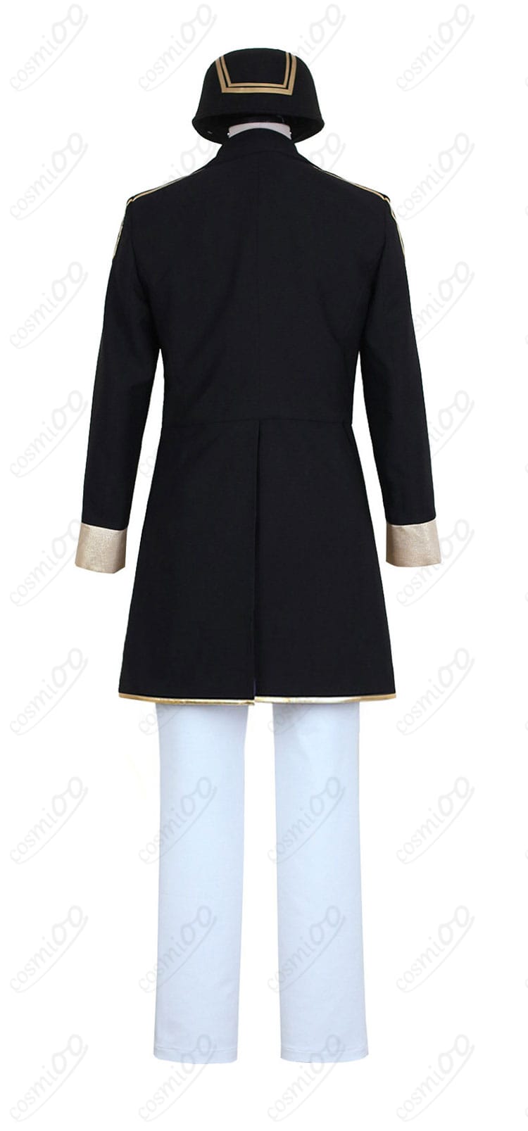 クラブ・ウェア背面。コートの背面カッティングと裾ラインの形状。