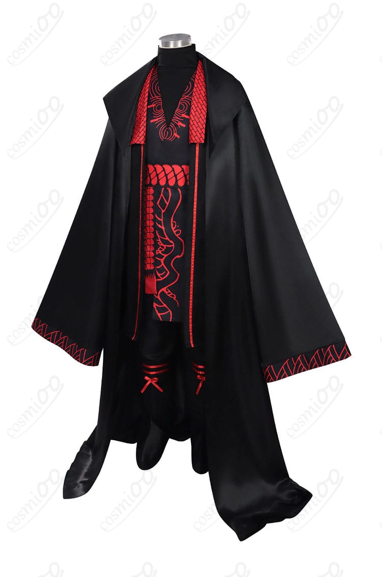 ジア・チォウ衣装の側面シルエット(マントの落ち感とベルト)