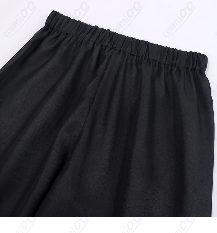 ズボンのウエスト部ディテール(ベルト通しとステッチ)