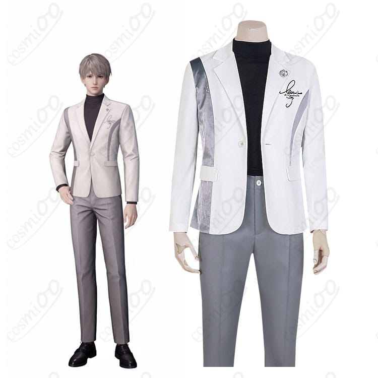 モデル着用の恋と深空 セイヤ 銀色の意志コスプレ衣装の全身イメージ