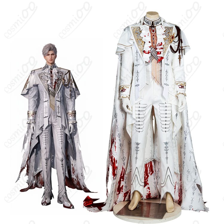 恋と深空 シン 銀翼の悪魔 野を裁く赤月のフルコーデ一式を着用したモデル全身画像