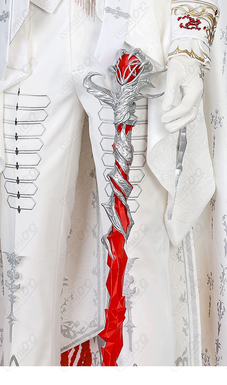 シン衣装の飾り物・手袋など付属パーツの構成と固定方法を示す商品画像