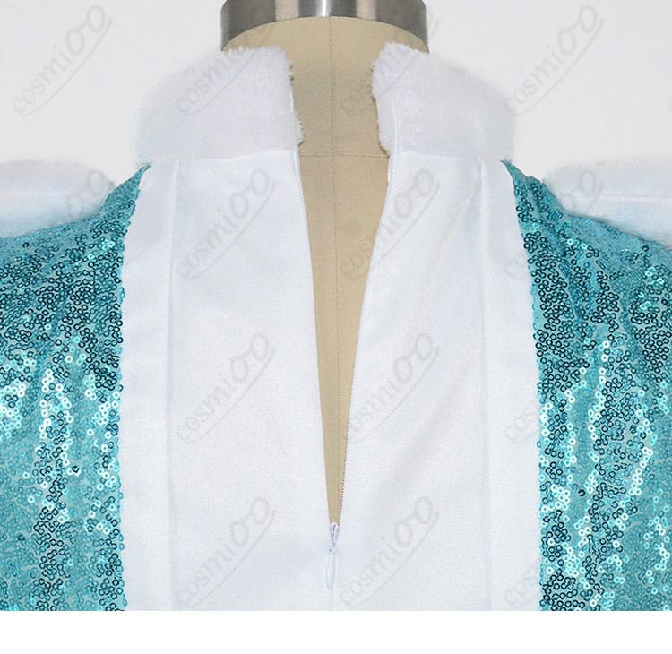 背面ファスナー周りの装飾ディテール：開閉部の縫製と意匠