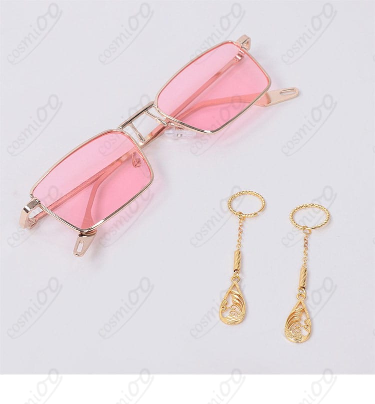 付属のメガネと耳飾りのディテール（釈迦コスプレ）