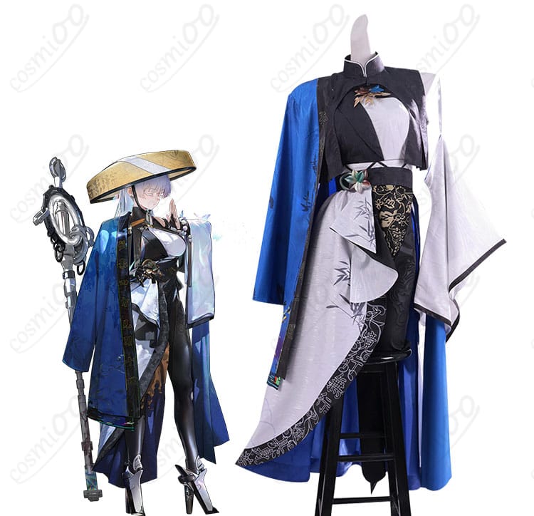 ナユタの戦闘服を着用した全身イメージ。外套と装飾、シルエットの再現度が分かる商品人物写真。