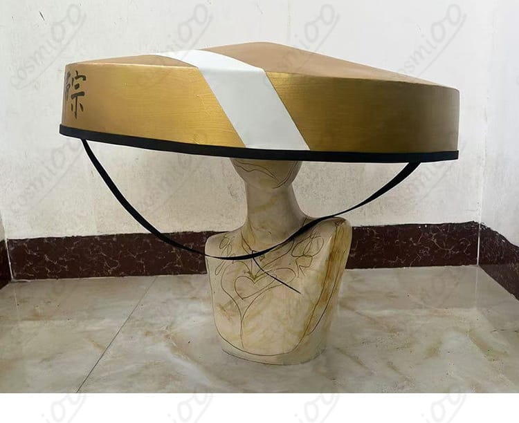 笠の白ストライプの近接。ラインの幅と塗りの均一さを示す画像。