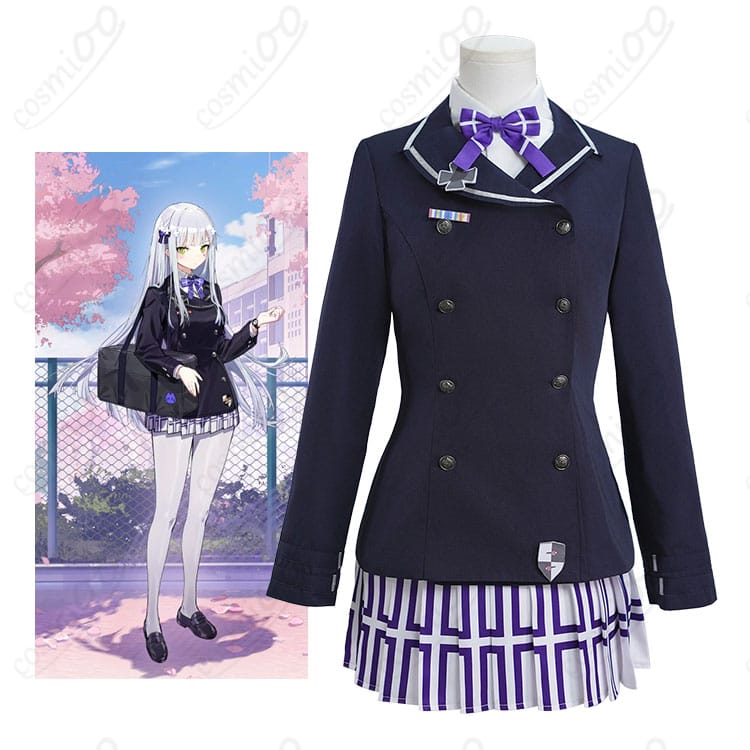 HK416 緋染め薄桜のモデル着用フルコーデ正面。コート・シャツ・スカート一式の雰囲気が伝わる全身画像