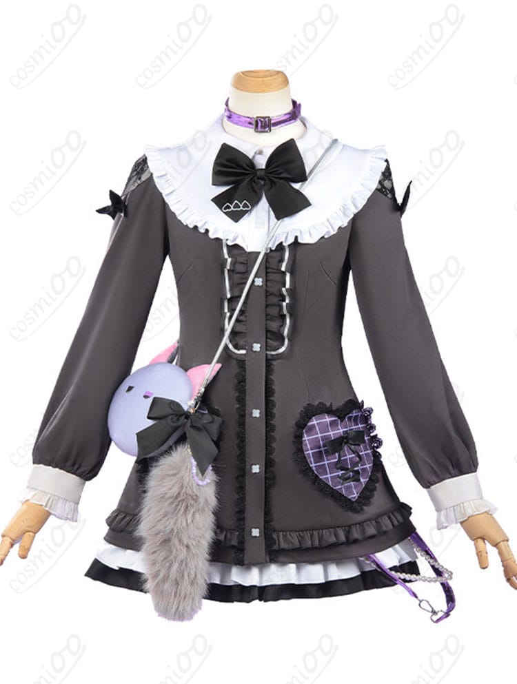 東雲絵名 キャットラビング コスプレの正面全体。襟元リボンとシルエットが分かる構図。