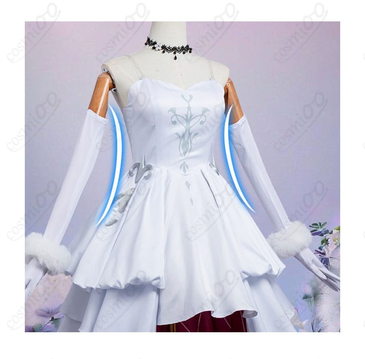 ドレス上身頃とスカート前面の装飾ディテール（胸元〜ウエスト）