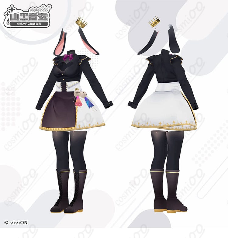 山黒音玄 初期衣装コスプレの側面ビュー。ウエストラインとスカートの落ち感、シルエットの美しさが伝わる写真。