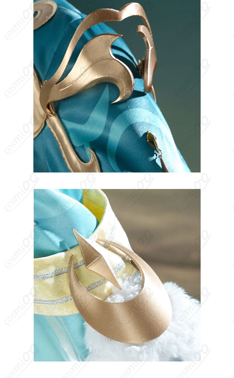 原神コスプレ衣装の肩から袖にかけての装飾とステッチワーク