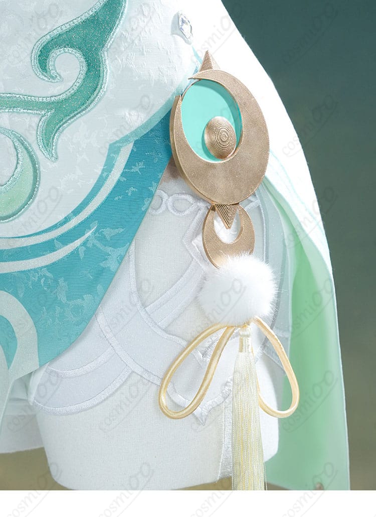 原神コスプレ衣装のウエスト周り掛け飾りと神の目の質感アップ