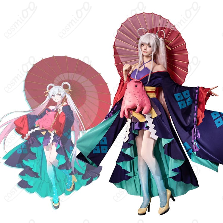 COSMIOO 和風ファンタジー「月見かぐや姫風」コスプレ衣装をモデルが着用した全身イメージ