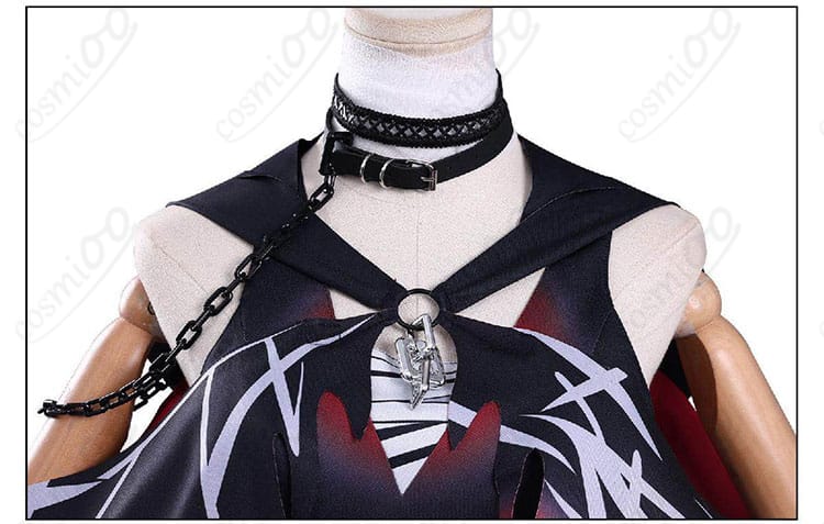 襟元・ネックラインの装飾と生地質感のクローズアップ