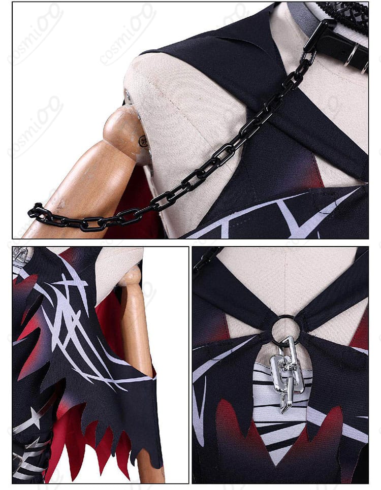 肩飾りとケープの留め具・装飾パーツの拡大写真